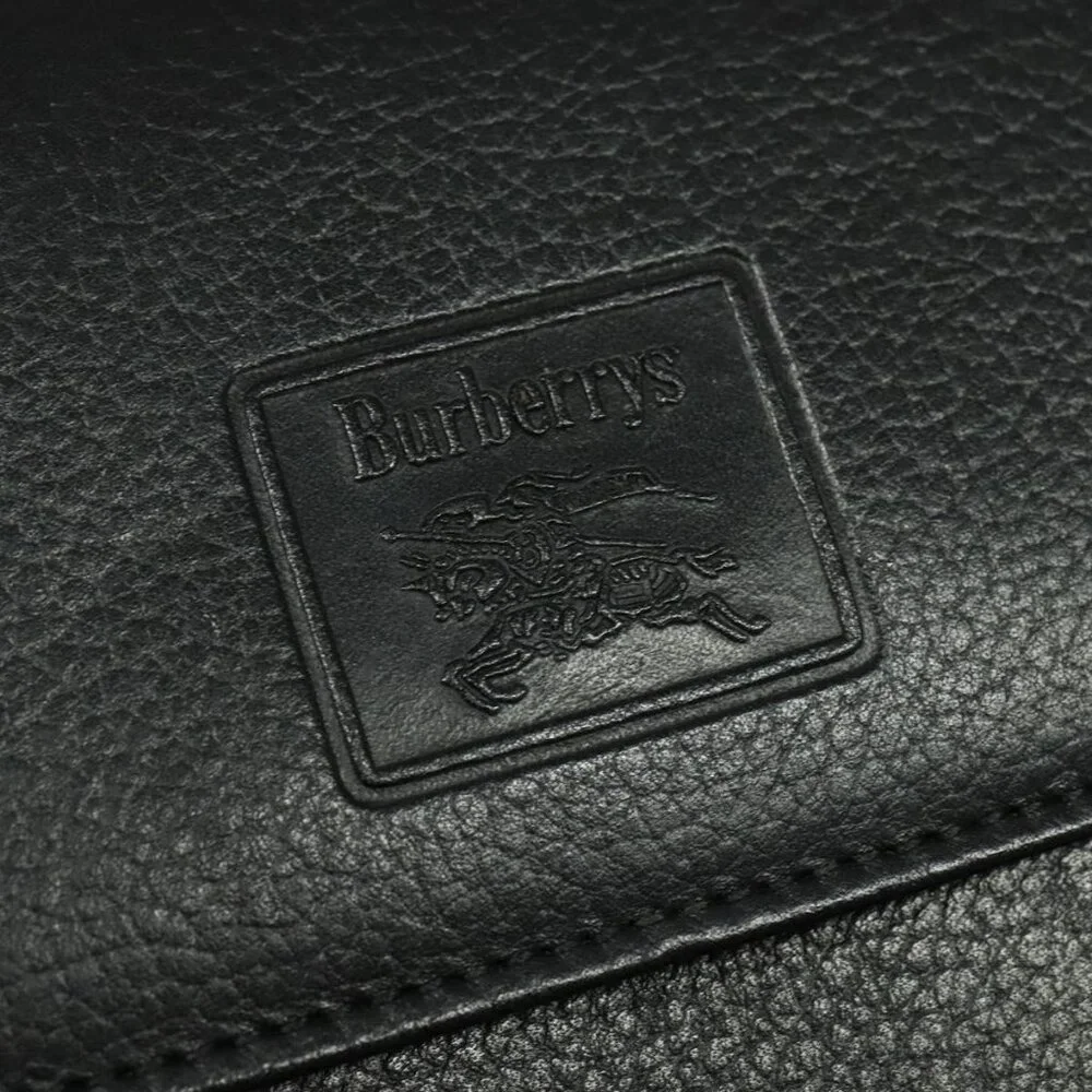 Authentic Burberrys Shoulder Bag Leather Black Gold - Picture 2 of 16